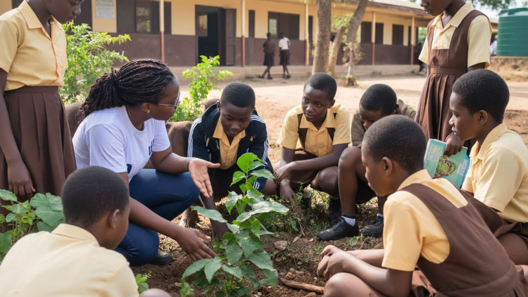 Konson Aid LBG team engaging with education stakeholders and school representatives about the Eco Clubs initiative.